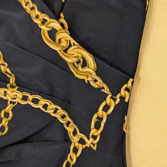 Ralph Lauren Navy Equestrian Chain Print Old Money Wrap Dress - Women's sz 8 - Picture 4 of 14